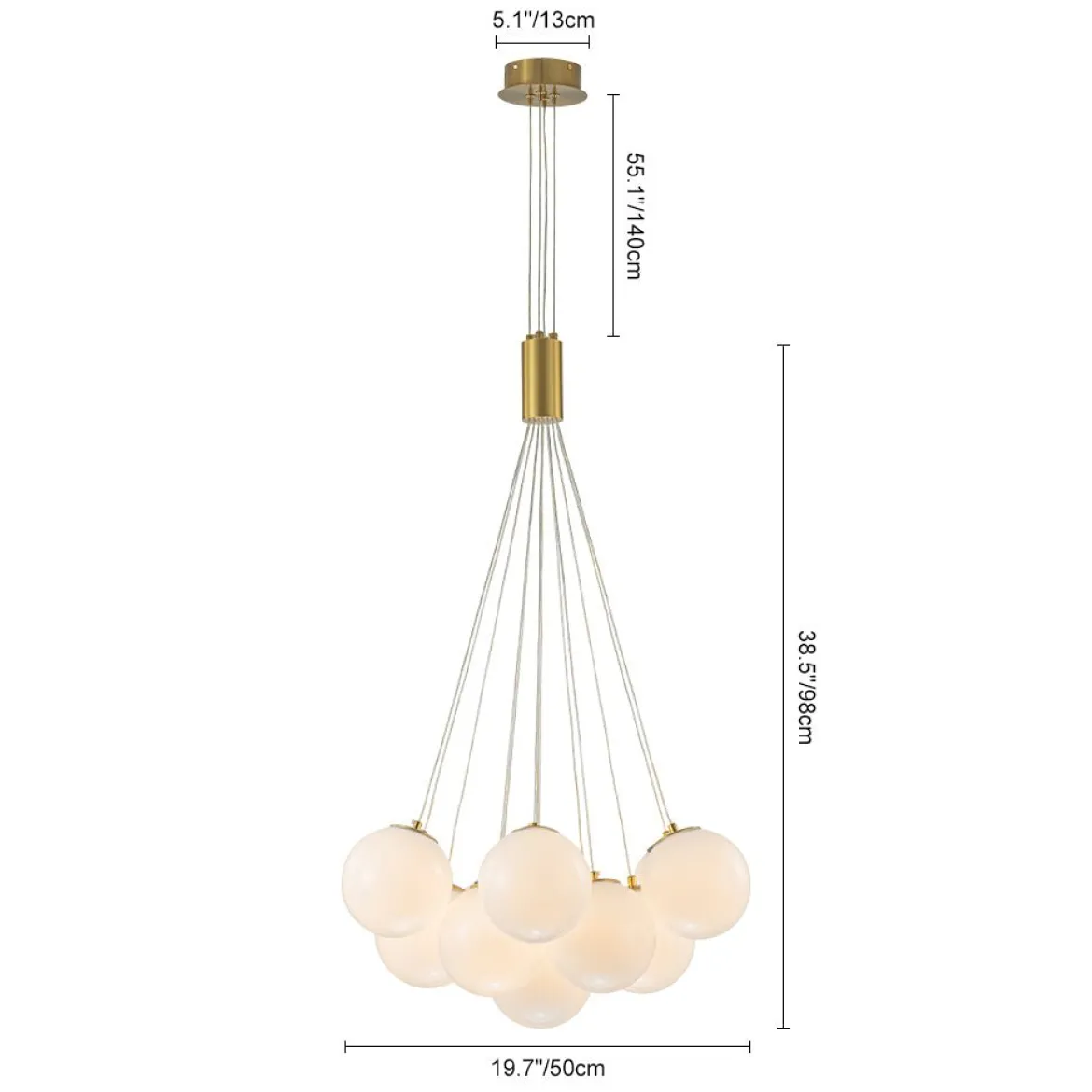 Glam Shine Opal Glass Globe Cluster Bubble Chandelier