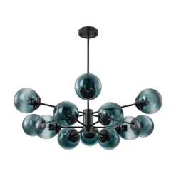 Glam Tiered Blue Glass Globe Bubble Sputnik Chandelier