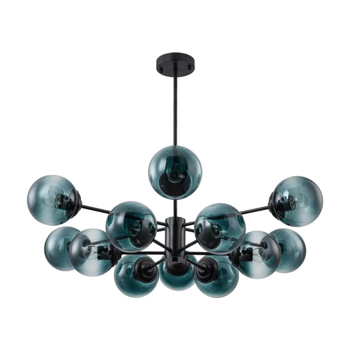 Glam Tiered Blue Glass Globe Bubble Sputnik Chandelier