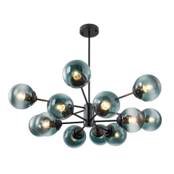 Glam Tiered Blue Glass Globe Bubble Sputnik Chandelier