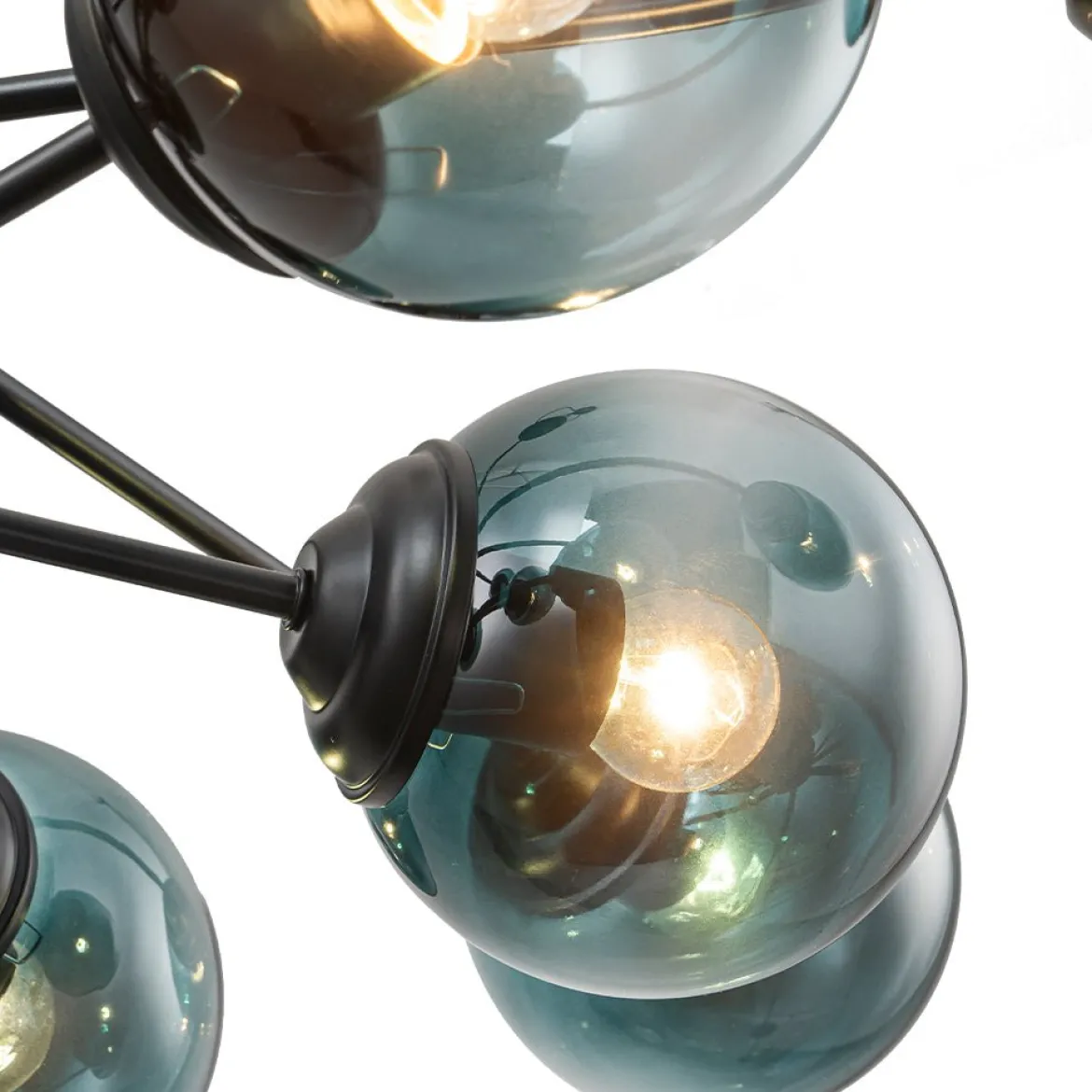 Glam Tiered Blue Glass Globe Bubble Sputnik Chandelier