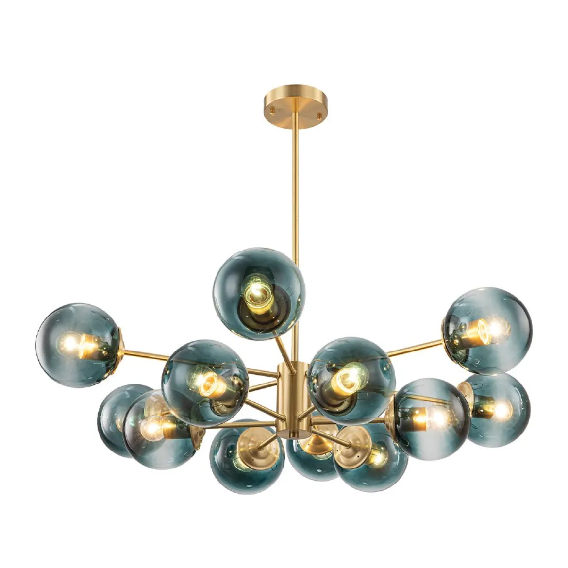 Glam Tiered Blue Glass Globe Bubble Sputnik Chandelier