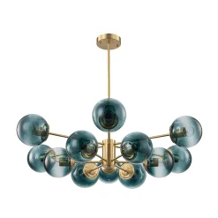 Glam Tiered Blue Glass Globe Bubble Sputnik Chandelier