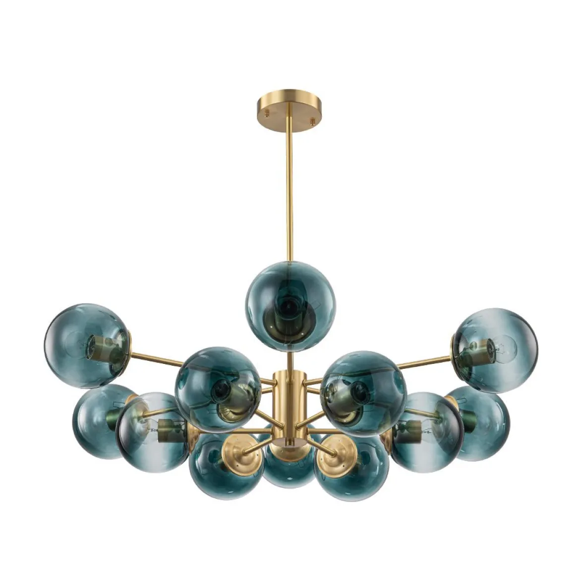 Glam Tiered Blue Glass Globe Bubble Sputnik Chandelier