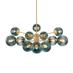 Glam Tiered Blue Glass Globe Bubble Sputnik Chandelier
