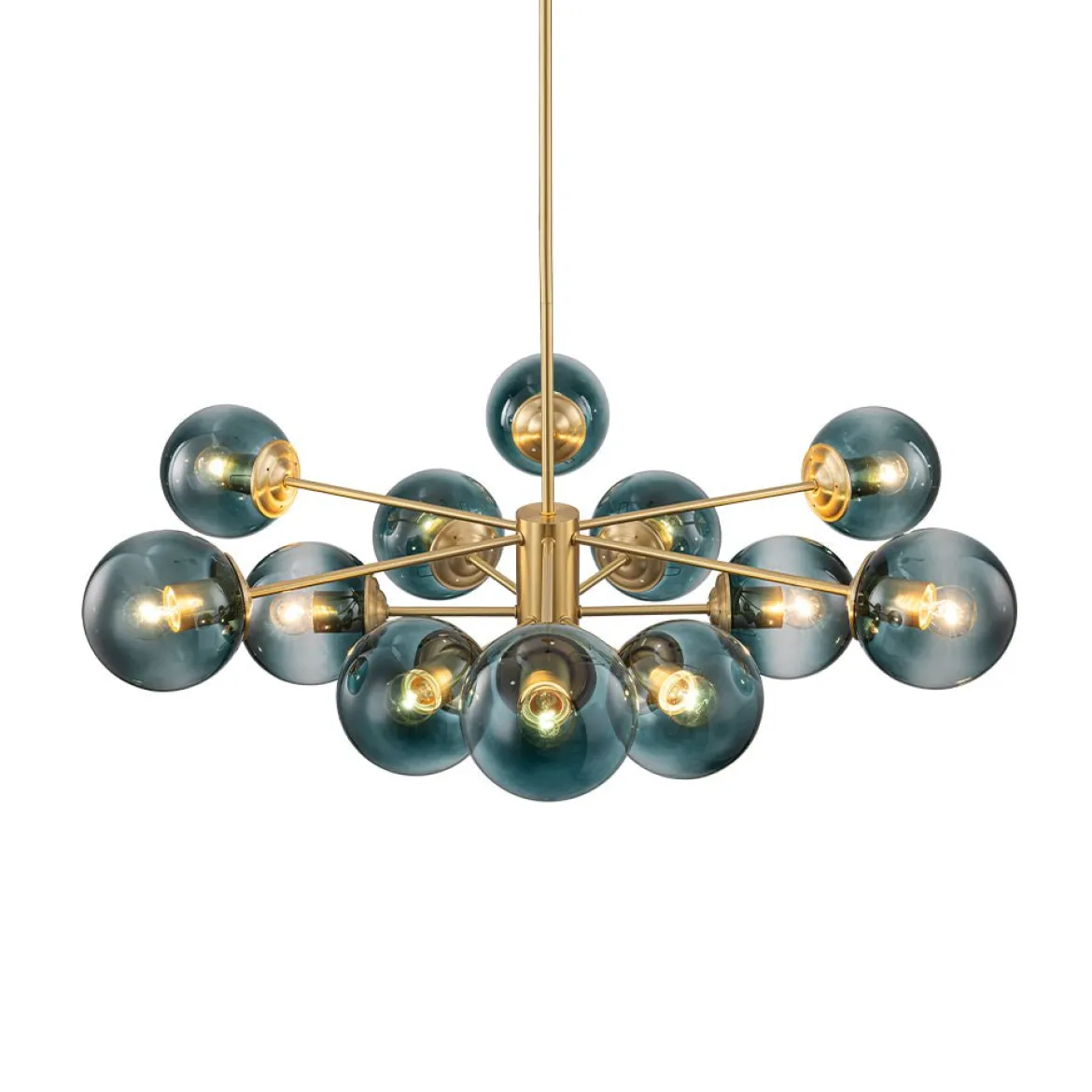 Glam Tiered Blue Glass Globe Bubble Sputnik Chandelier
