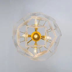 Glam White Iridescent Swirl Glass Round Tiered Chandelier