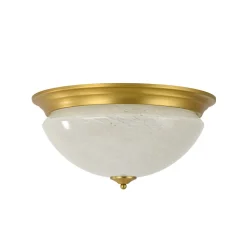 Gold Mid-Century Alabaster Glass Shade Flush Mount Light