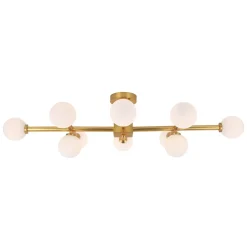 Gold Sputnik Frosted Glass Globe Semi Flush Mount Chandelier