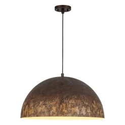Hand-Applied Aged Bronze Patina Oversized Metal Dome Pendant