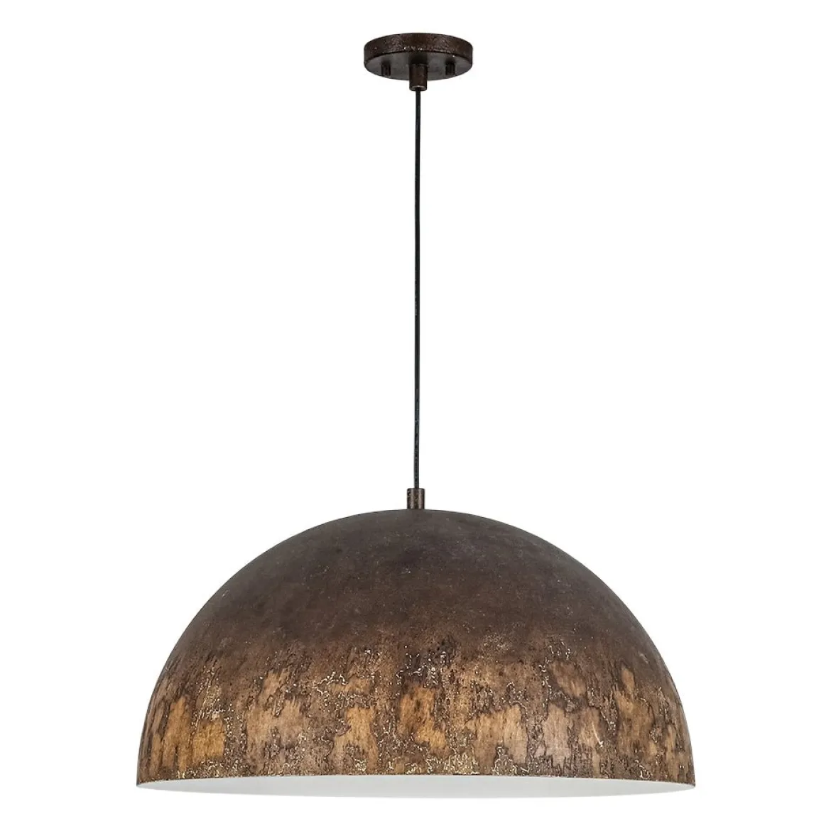 Hand-Applied Aged Bronze Patina Oversized Metal Dome Pendant