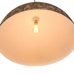 Hand-Applied Aged Bronze Patina Oversized Metal Dome Pendant