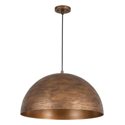 Industrial Antique Textured Bronze Oversized Iron Dome Pendant