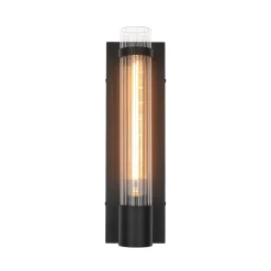 Industrial Black Reeded Glass Linear Tube Wall Light