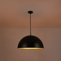 Industrial Farmhouse Black Iron Oversized Dome Pendant Light