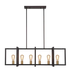 Industrial Farmhouse Rectangular Kitchen Island Pendant