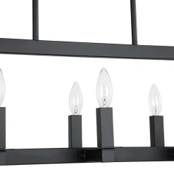 Industrial 6-Light Candle Style Black Rectangular Island Chandelier