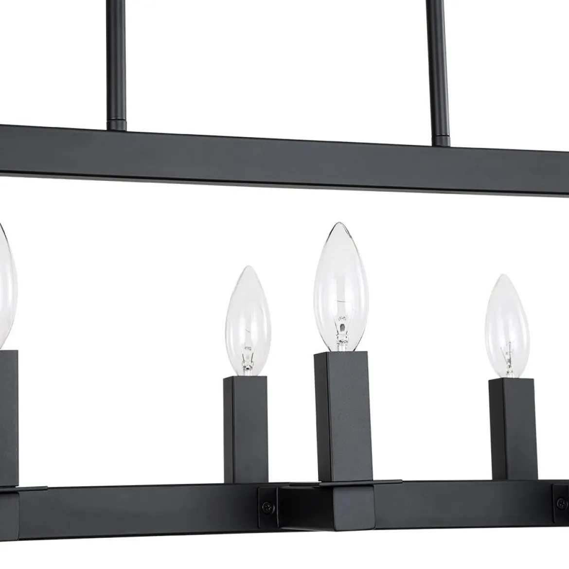 Industrial 6-Light Candle Style Black Rectangular Island Chandelier