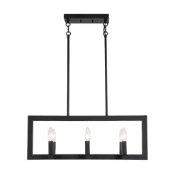 Industrial 6-Light Candle Style Black Rectangular Island Chandelier