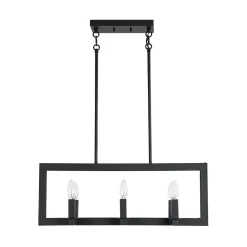 Industrial 6-Light Candle Style Black Rectangular Island Chandelier