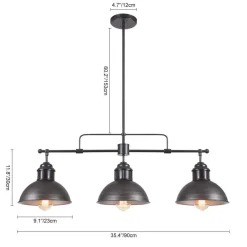 Industrial 3-light Island Pot Lid Dome Pendant