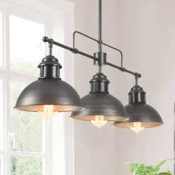 Industrial 3-light Island Pot Lid Dome Pendant