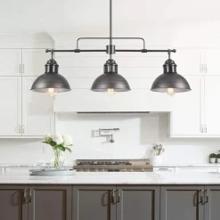 Industrial 3-light Island Pot Lid Dome Pendant