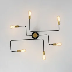 Industrial 6-Light Pipeline Sputnik Semi Flush Mount