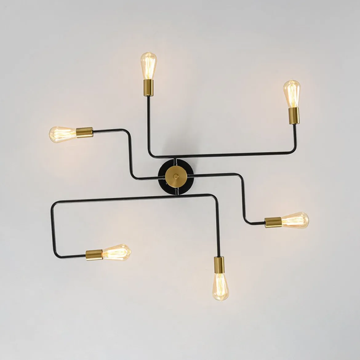 Industrial 6-Light Pipeline Sputnik Semi Flush Mount