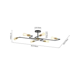 Industrial 6-Light Pipeline Sputnik Semi Flush Mount