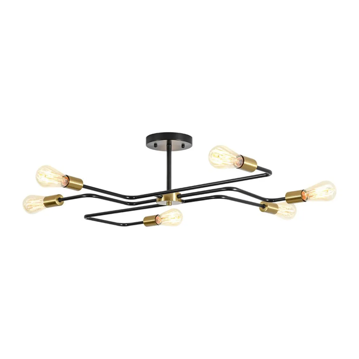 Industrial 6-Light Pipeline Sputnik Semi Flush Mount