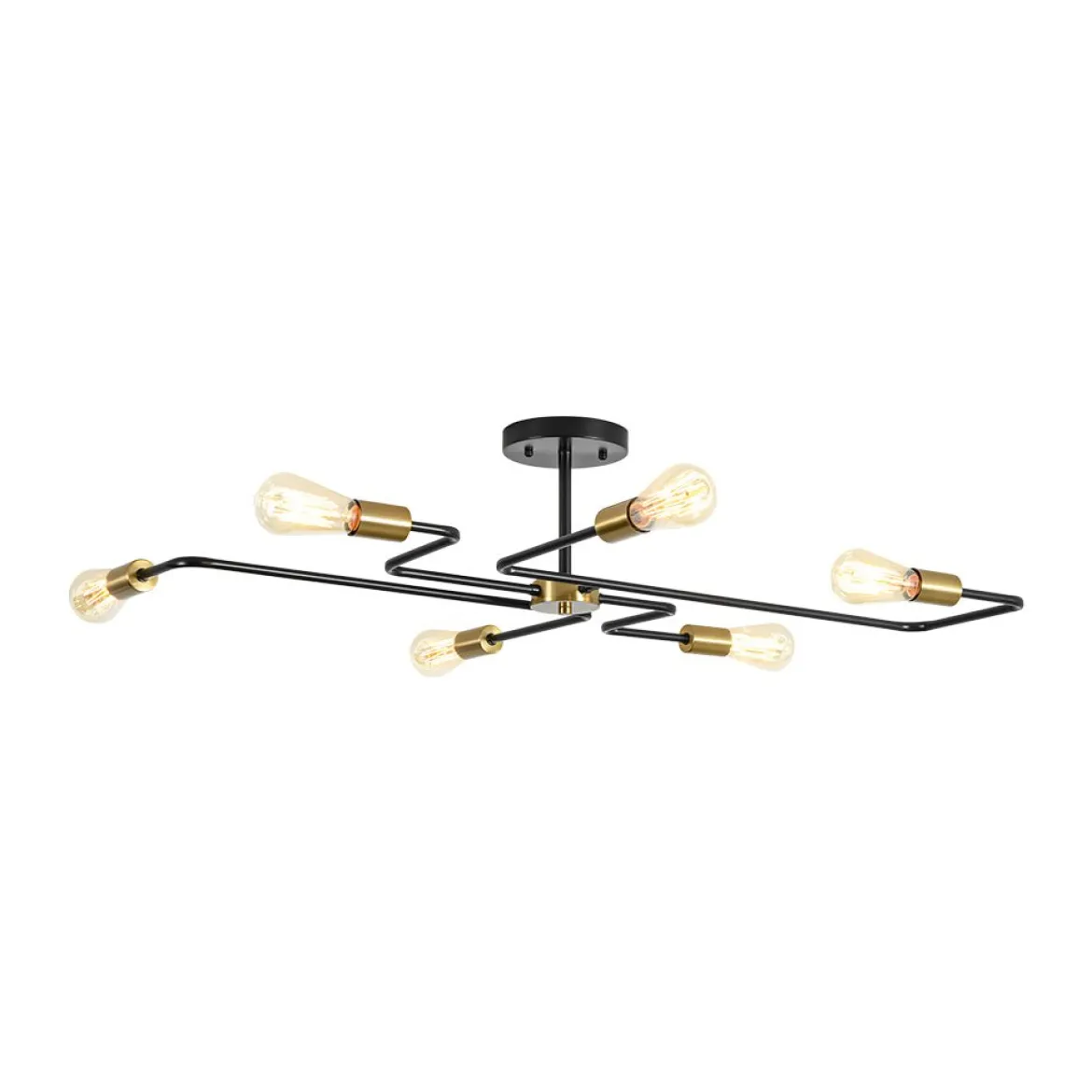 Industrial 6-Light Pipeline Sputnik Semi Flush Mount