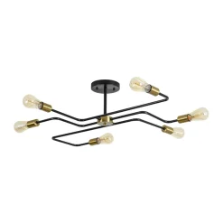 Industrial 6-Light Pipeline Sputnik Semi Flush Mount