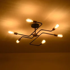 Industrial 6-Light Pipeline Sputnik Semi Flush Mount