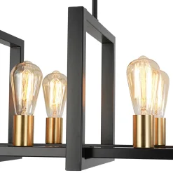 Industrial 8-Light Rectangular Kitchen Island Chandelier