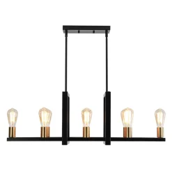 Industrial 8-Light Rectangular Kitchen Island Chandelier