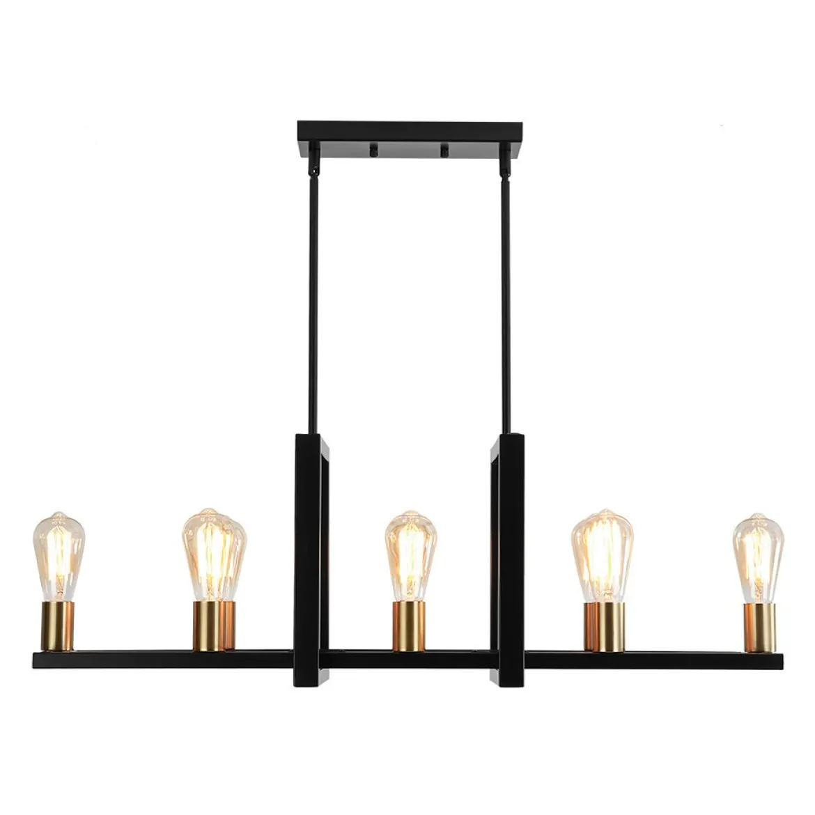 Industrial 8-Light Rectangular Kitchen Island Chandelier