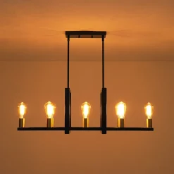 Industrial 8-Light Rectangular Kitchen Island Chandelier