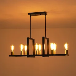 Industrial 8-Light Rectangular Kitchen Island Chandelier
