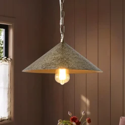 Industrial 1-Light Rusty Silver Iron Cone Kitchen Pendant