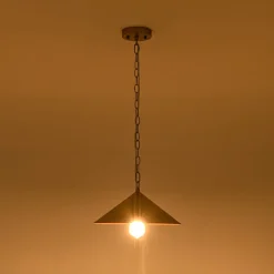 Industrial 1-Light Rusty Silver Iron Cone Kitchen Pendant