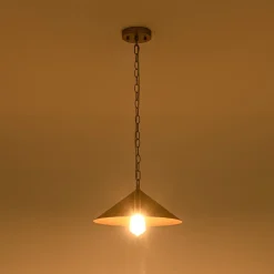 Industrial 1-Light Rusty Silver Iron Cone Kitchen Pendant