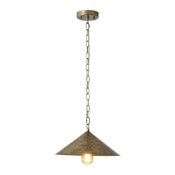 Industrial 1-Light Rusty Silver Iron Cone Kitchen Pendant