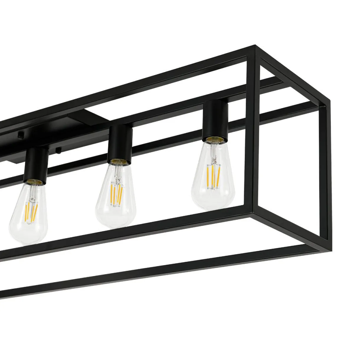 Industrial Minimalist Rectangle Cage Semi Flush Mount