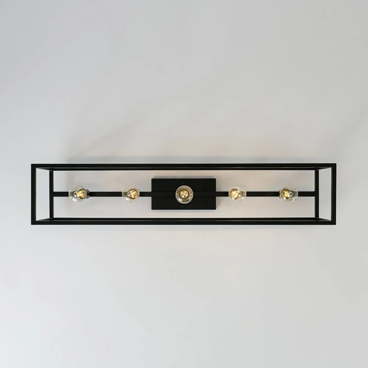 Industrial Minimalist Rectangle Cage Semi Flush Mount
