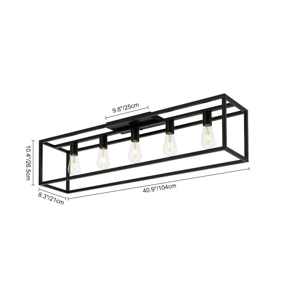 Industrial Minimalist Rectangle Cage Semi Flush Mount