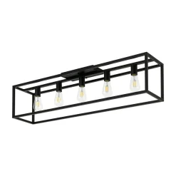 Industrial Minimalist Rectangle Cage Semi Flush Mount