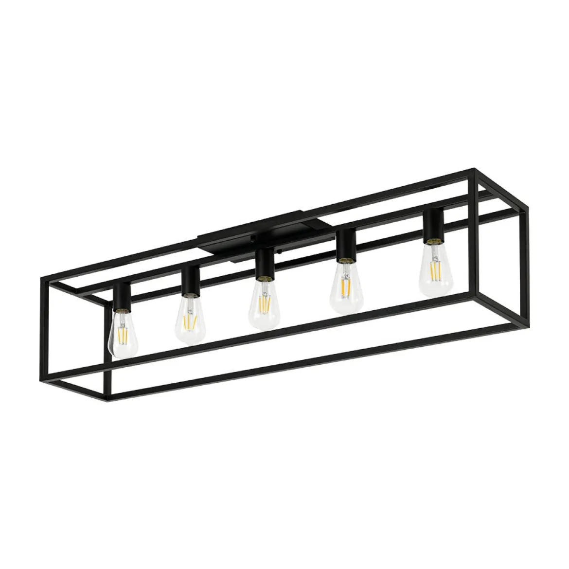 Industrial Minimalist Rectangle Cage Semi Flush Mount