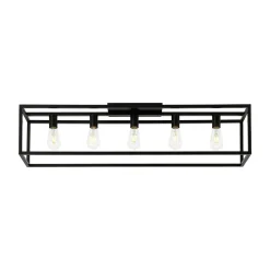 Industrial Minimalist Rectangle Cage Semi Flush Mount