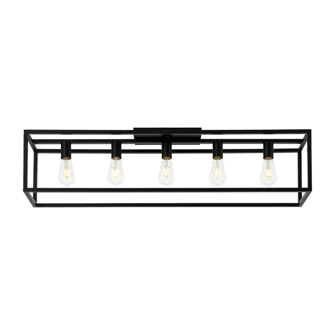 Industrial Minimalist Rectangle Cage Semi Flush Mount